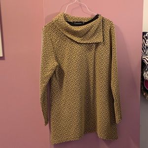 Tan and black sweater with side neck zip